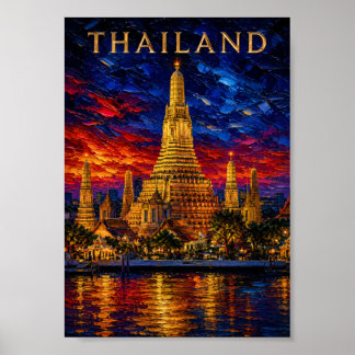 Póster Thailand: Radiant Sunset Wat Arun Art Souvenir