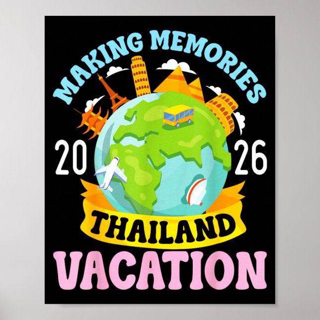 Póster Thailand Vacation 2026 Travel Making Memories Fami (Frente)