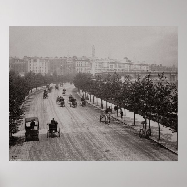 Póster Thames Embankment (foto de sepia) (Frente)