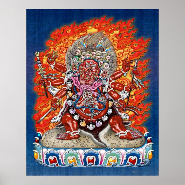 Póster Thangka tibetano - Deidad furiosa Hayagriva (Frente)