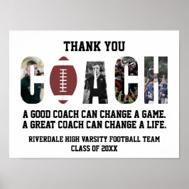 Póster Thank You Football Coach Sports From The Team Cool