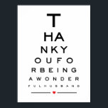 Póster Thank you for being a wonderful husband eye chart<br><div class="desc">This is a beautiful wedding anniversary eye chart snellen wall art print design featuring Thank you for being a wonderful husband</div>
