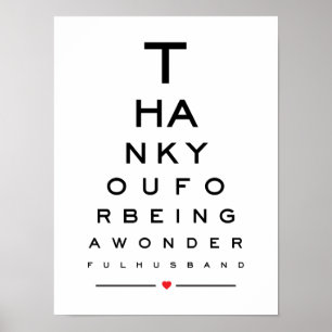 Póster Thank you for being a wonderful husband eye chart