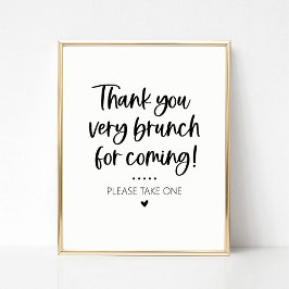 Póster Thank You for Coming Brunch Party Favor Sign