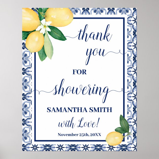 Póster Thank you for Showering Bride Mediterranean Shower (Frente)