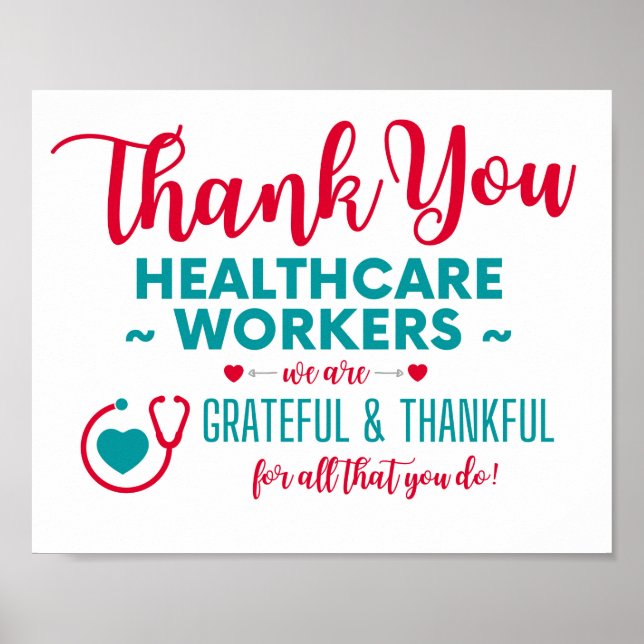 Póster Thank You Healthcare Workers Poster (Frente)