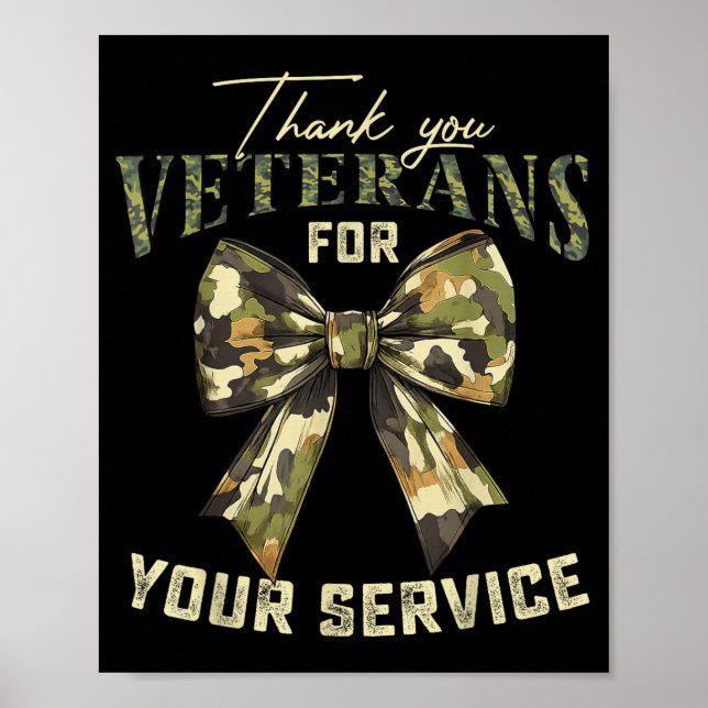 Póster Thank You Veterans For Your Service Veterans Day  (Frente)