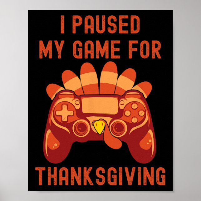 Póster Thankding Turkey Gaming Controller Niños Niños Me (Frente)