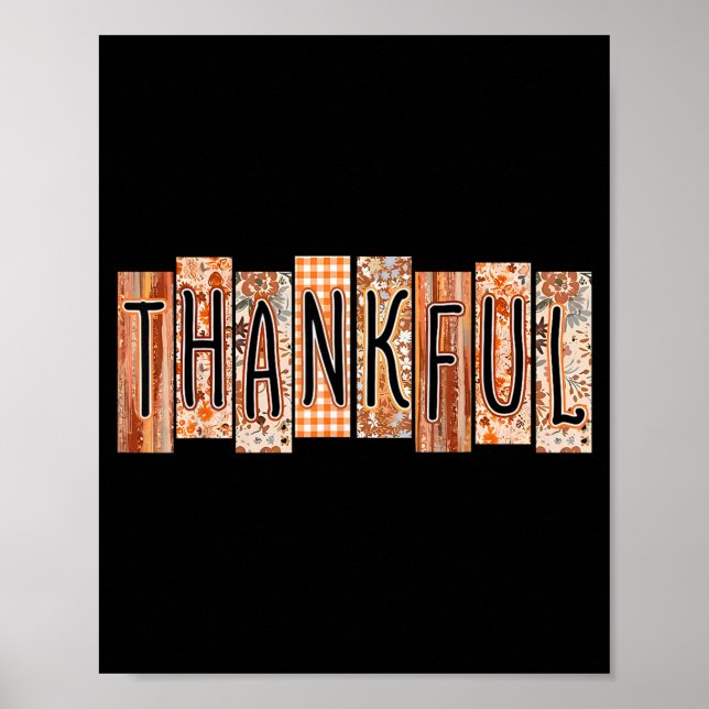 Póster Thankful Coquette Bow Floral Cute Thanksgiving Aut (Frente)