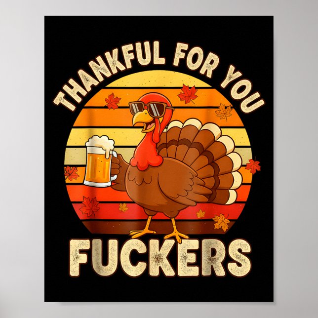 Póster Thankful For You Forers Thanksgiving Happy Turkey  (Frente)