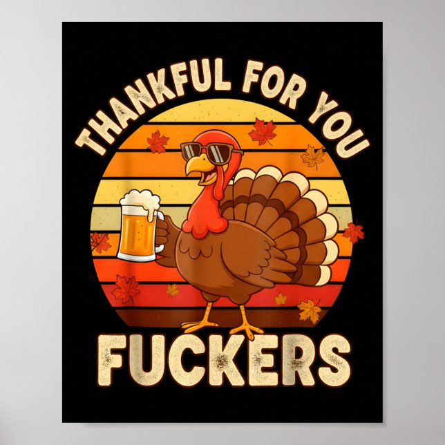 Póster Thankful For You Forers Thanksgiving Happy Turkey  (Frente)