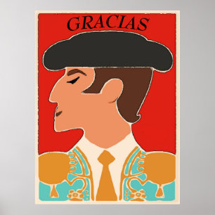 Póster Thanks, Spanish, Matador, Bull Fighter Poster
