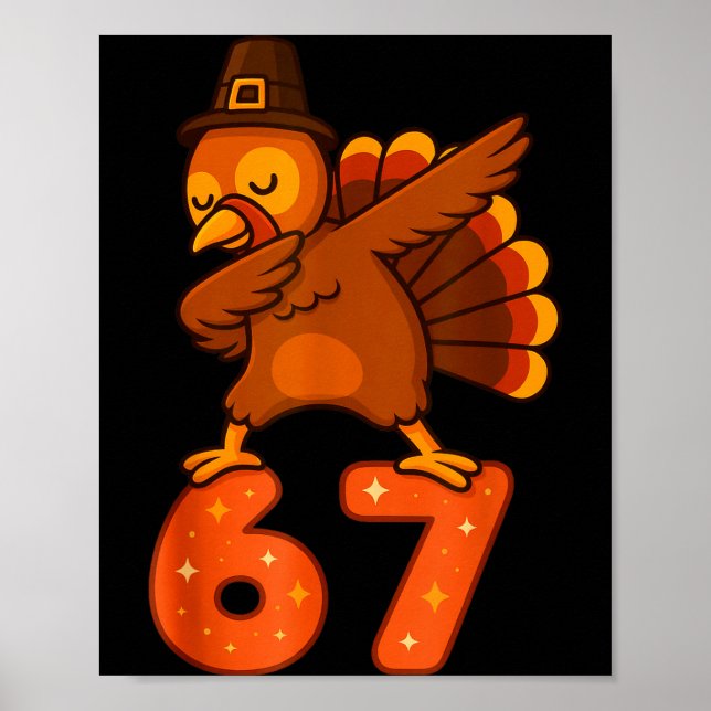 Póster Thanksgiving 67 Meme Six Seven Funny Turkey  (Frente)