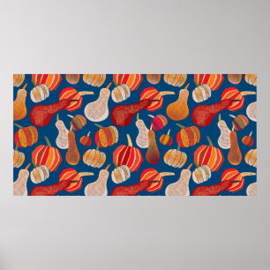 Póster Thanksgiving. Fall. illustration with pumpkin.