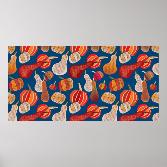 Póster Thanksgiving. Fall. illustration with pumpkin.  (Frente)