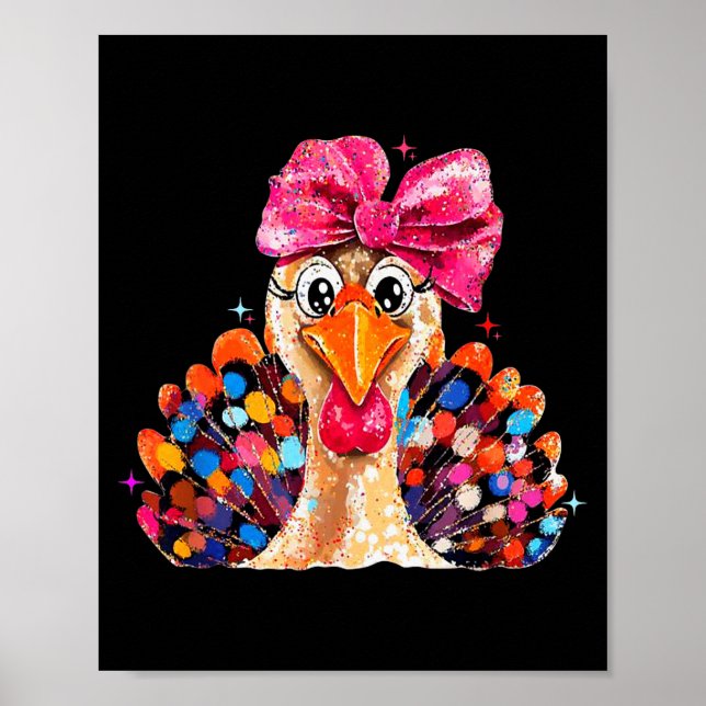 Póster Thanksgiving Girls,coquette Turkey Funny Women, Gi (Frente)