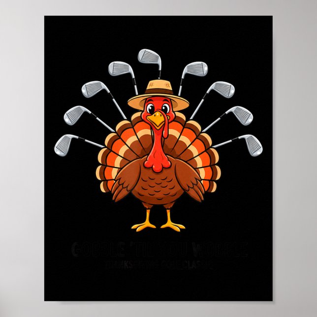 Póster Thanksgiving Golf Turkey Funny Turkey Day Golf Cli (Frente)