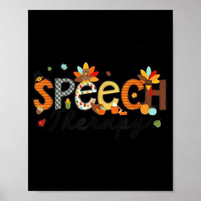 Póster Thanksgiving Speech Therapy Thankful Slp Turkey Sp (Frente)