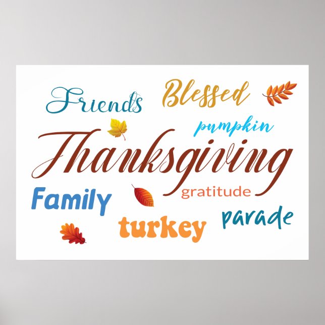 Póster Thanksgiving Word Cloud (Frente)