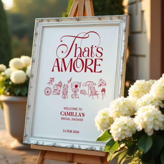 Póster That’s Amore Red hand drawn Bridal Shower (Subido por el creador)