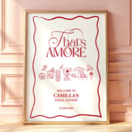 Póster That’s Amore Red hand drawn Bridal Shower poster