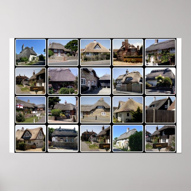 Póster Thatched homes in Selsey. (Frente)