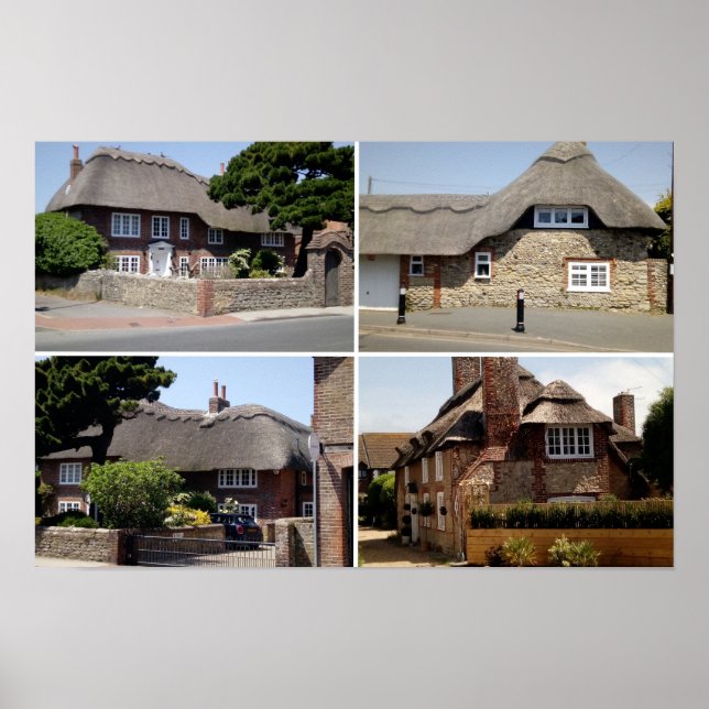 Póster Thatched homes in Selsey. (Frente)