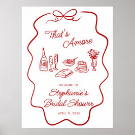 Póster That's Amore Red Doodle Frame Welcome 