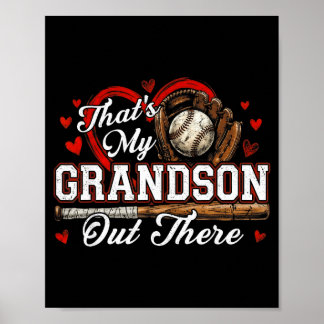 Póster That's grandson out there women baseball grandma