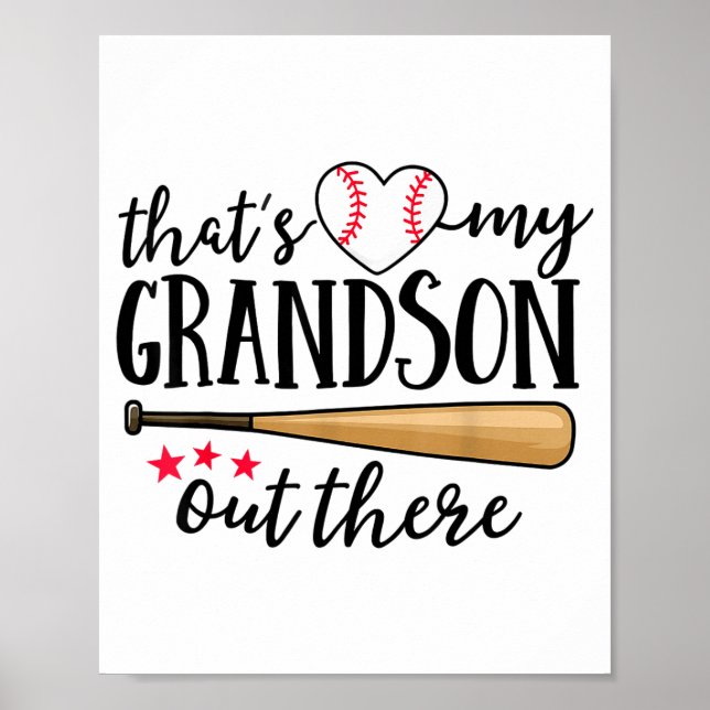 Póster That's My Grandson Out There Baseball Grandma Squa (Frente)