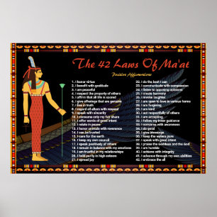 Póster The 42 Laws Of Maat - Positive Affirmations Poster