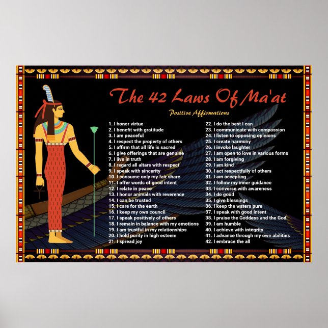Póster The 42 Laws Of Maat - Positive Affirmations Poster (Frente)