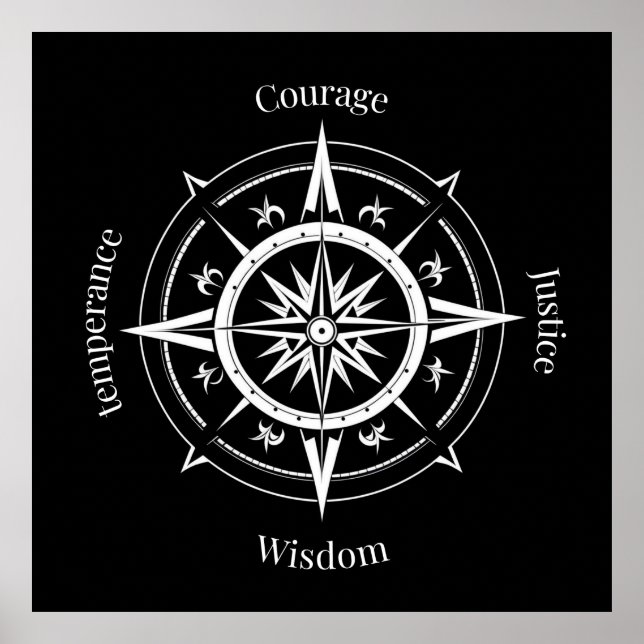 Póster The 4 Stoic Virtues Compass (Frente)
