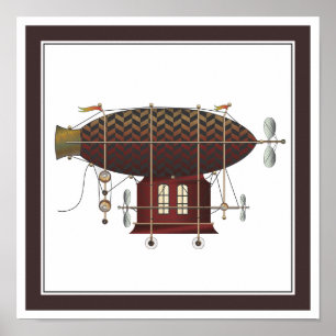 Póster The Airship Petite Rouge Steampunk Flying Machine