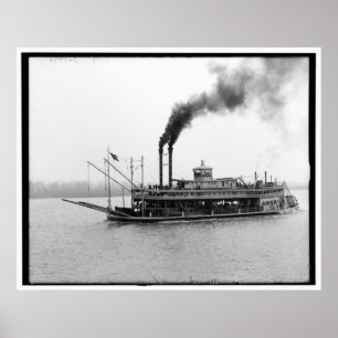 Póster The America, Mississippi river boat, Miss. 1900-19