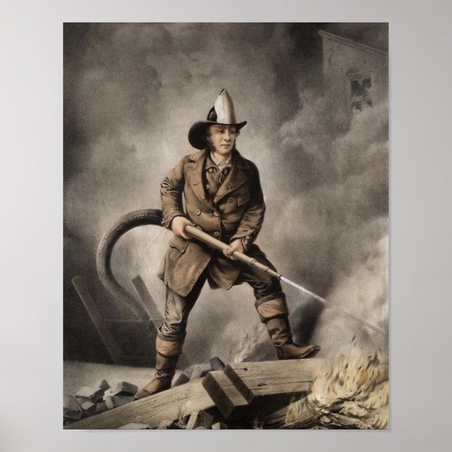 Póster The American Fireman - Facing the Enemy - 1858 (Frente)