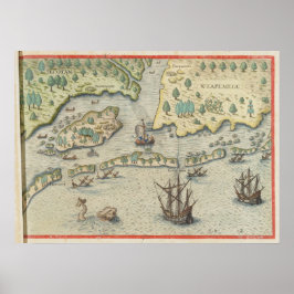 Póster The arrival of the Englishmen in Virginia