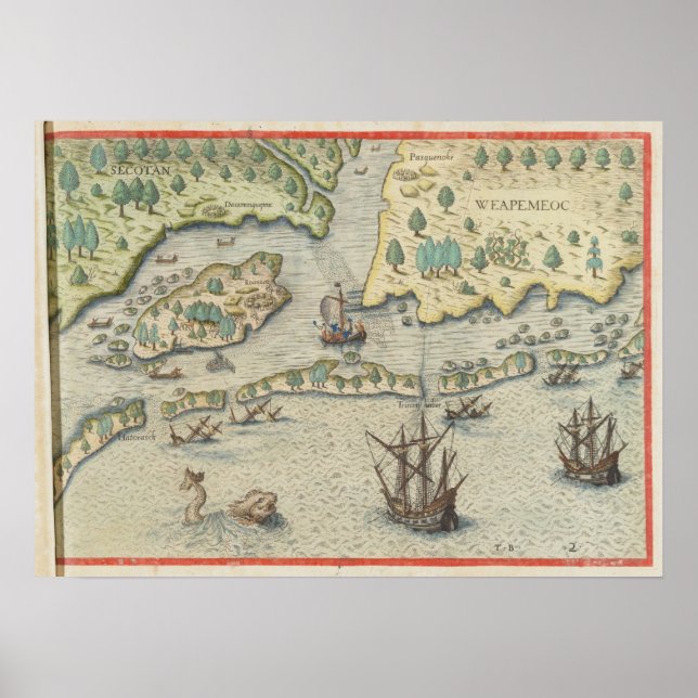 Póster The arrival of the Englishmen in Virginia (Frente)