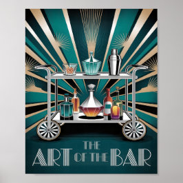 Póster The Art of the Bar Art Deco Cocktail Cart