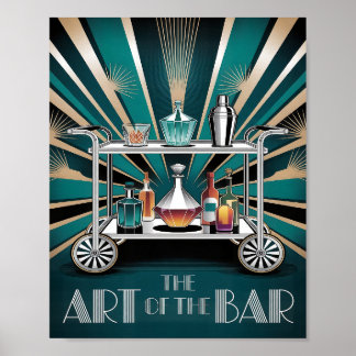Póster The Art of the Bar Art Deco Cocktail Cart