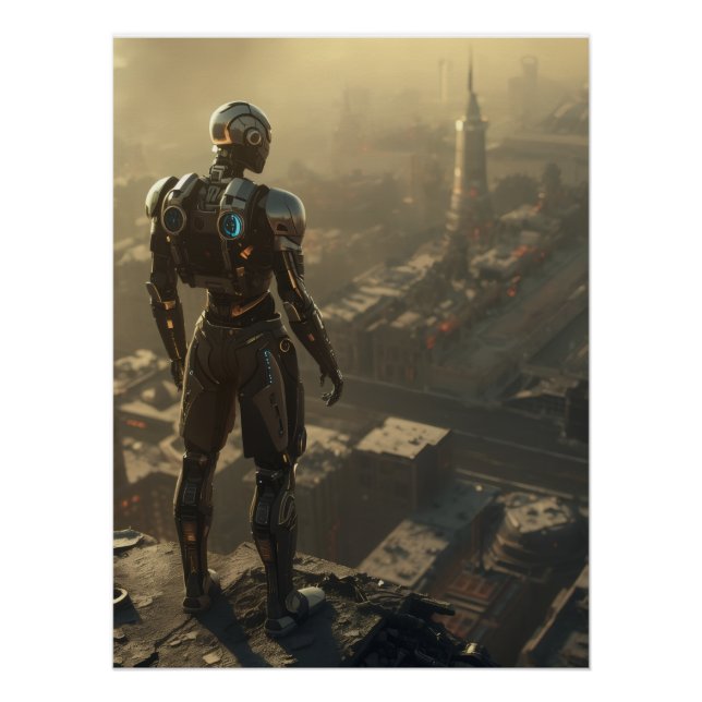 Póster  The Ascendant Guardian: Futuristic Sci Fi Art (Anverso)