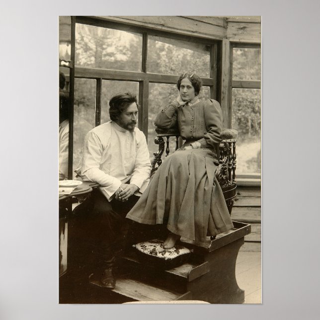 Póster The author Leonid Andreyev with his wife (Frente)