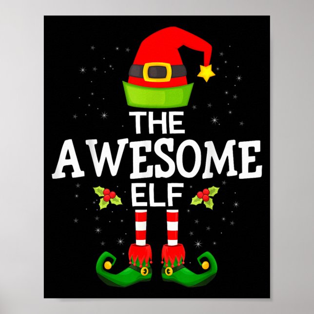 Póster The Awesome Elf Christmas Family Matching Pajama  (Frente)