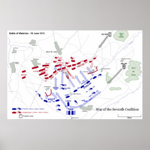 Póster The Battle of Waterloo Strategic Map June 18 1815