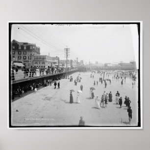 Póster The Beach, Atlantic City, Nueva Jersey, c1905