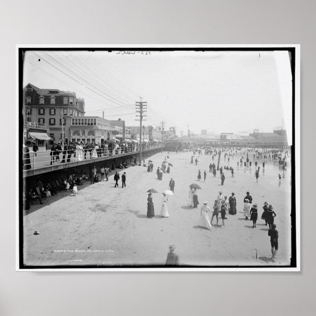 Póster The Beach, Atlantic City, Nueva Jersey, c1905 (Frente)
