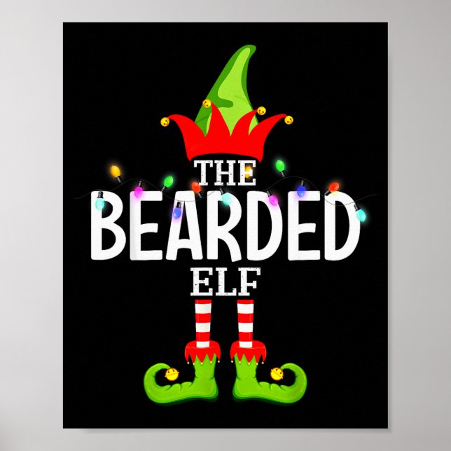 Póster The Bearded Elf Christmas Matching Pajamas  (Frente)