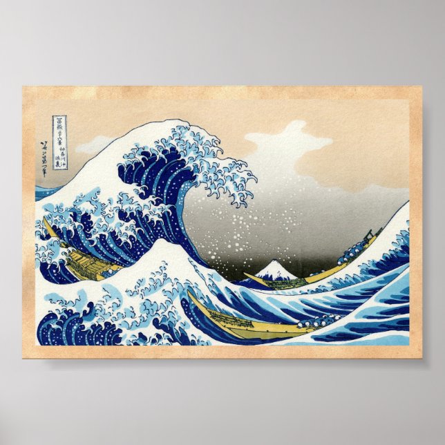 Póster The big wave of Kanagawa Katsushika Hokusai (Frente)