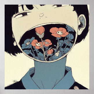 Póster The Bloom of Silence - Surreal Graphic Art Poster