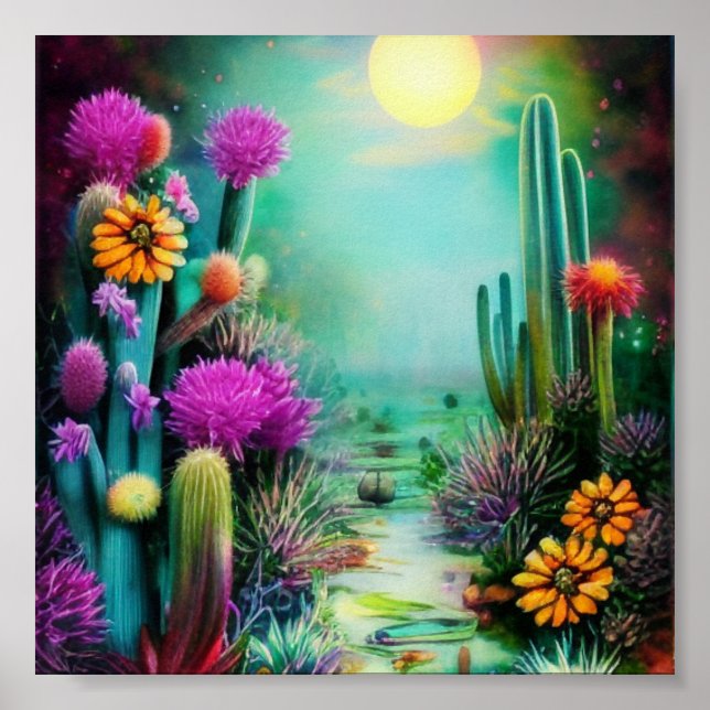 Póster The blooming desert ink and water art (Frente)